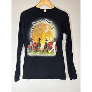 Beatles Abbey Road Halloween Graphic Tee Womens Small Black T-Shirt Long Sleeve
